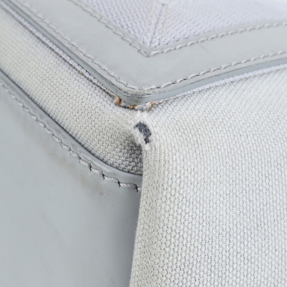 Balenciaga Navy Cabas 581292 Leather Canvas Tote Bag Shoulder Handbag Gray Wo... - Picture 8 of 11